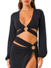 4giveness top crop Soft Touche con cut out nero