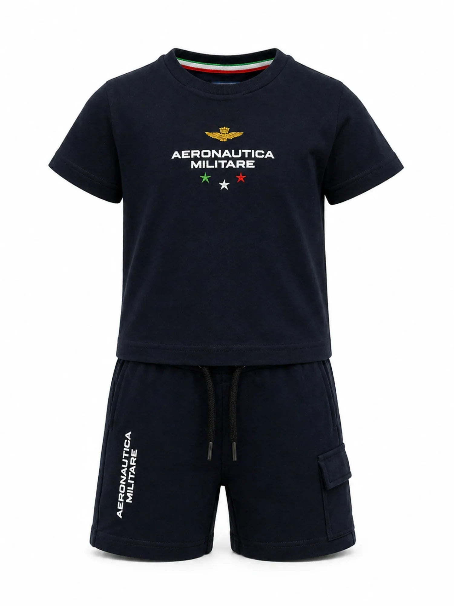 Aeronautica Militare completo estivo bambino T-shirt e shorts nero 261TF0012A BLACK AERONAUTICA MILITARE 