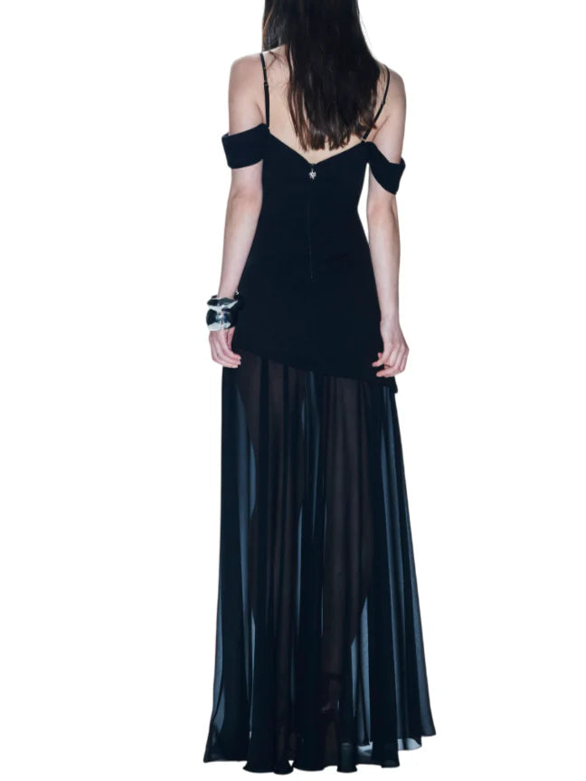 Aniye By abito lungo Teodora con trasparenze nero 185124 01299 ANIYE BY 