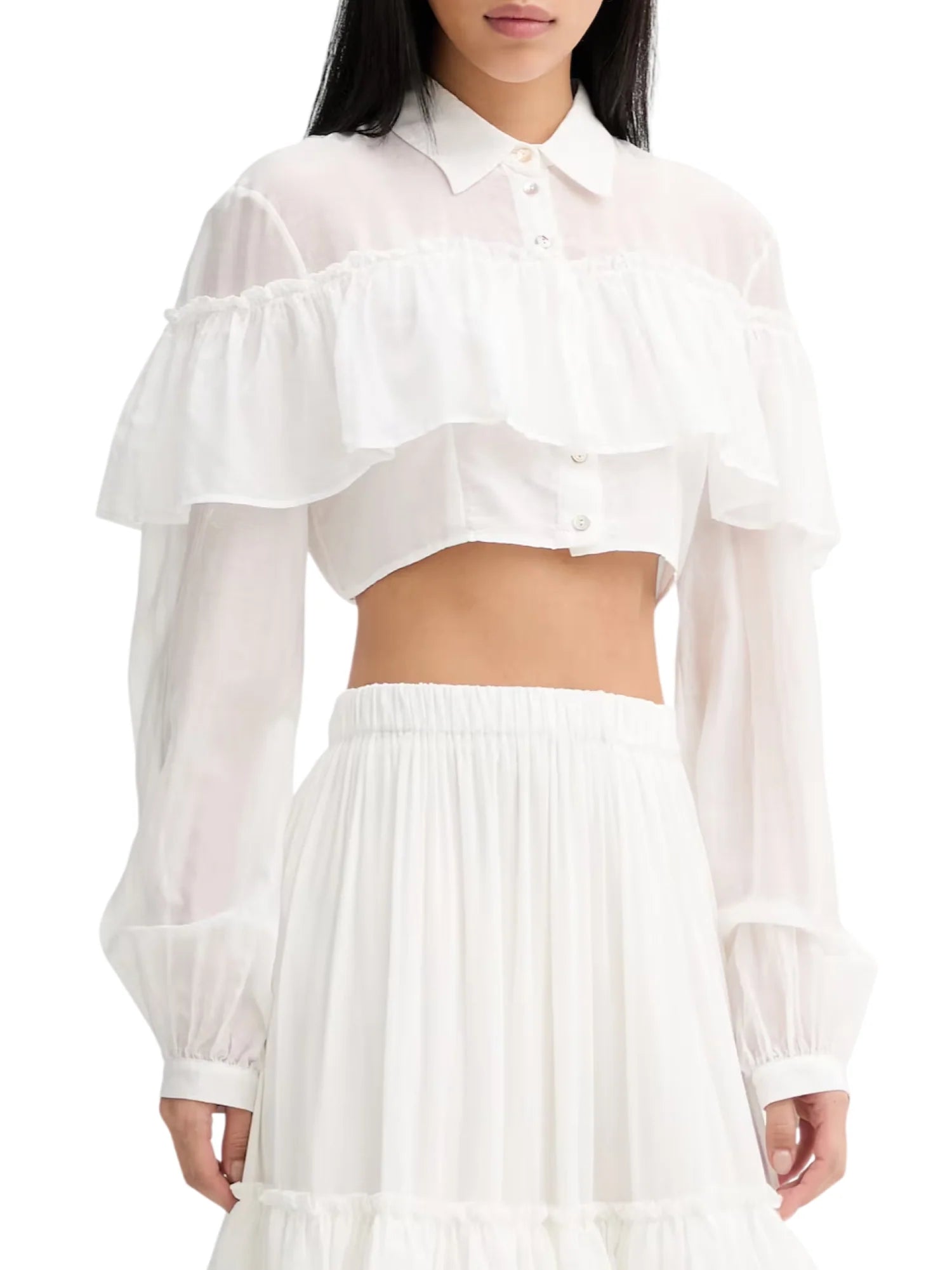 Aniye By camicia crop donna Carmen bianco latte 185144 02477 ANIYE BY 