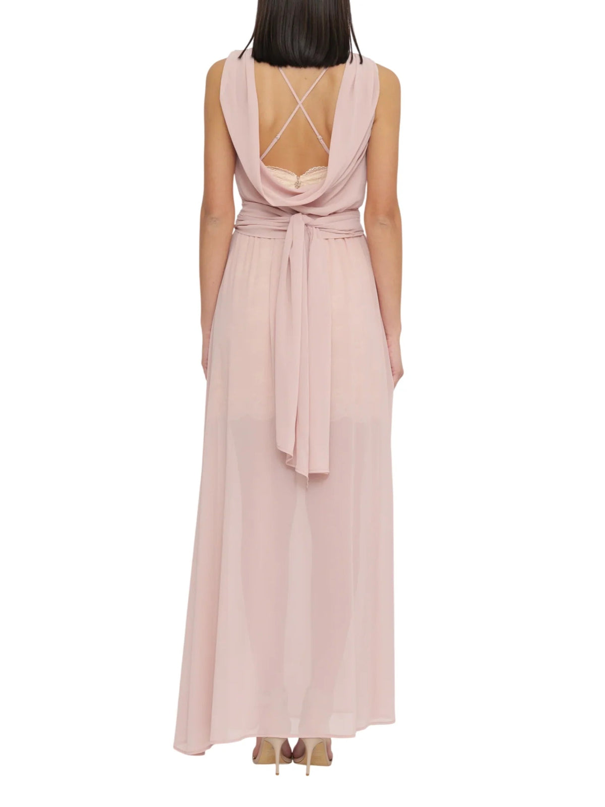 Aniye By abito lungo in georgette con sottoveste in pizzo rosa 185205 02486 ANIYE BY 
