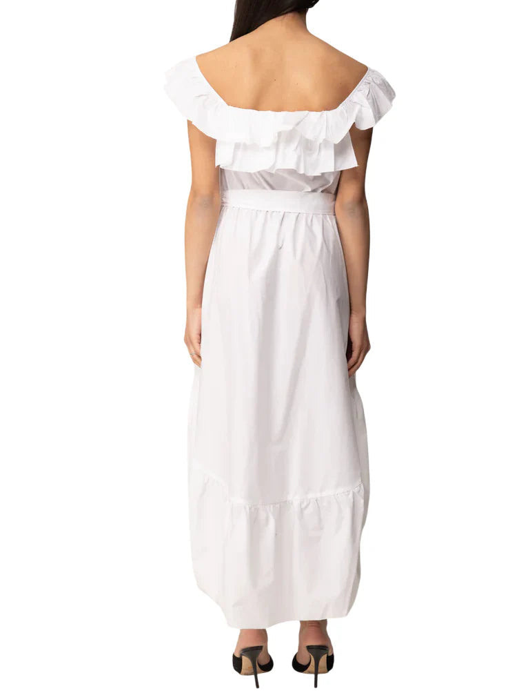 Aniye By abito in cotone con rouches e balze bianco 185304 02485 ANIYE BY 