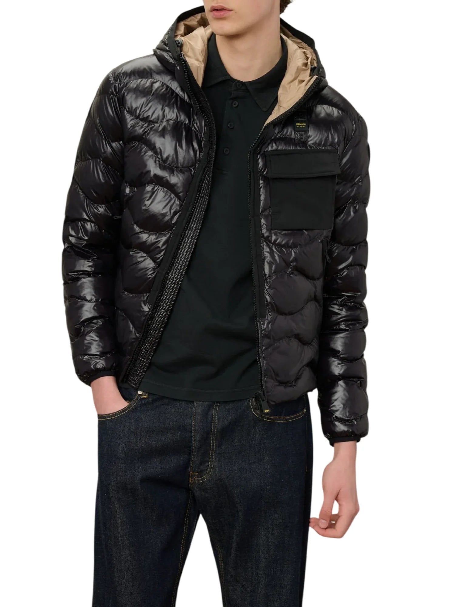Blauer giubbino imbottito uomo Bryant con cappuccio nero 26SBLUC02182-005958 999ET BLAUER 