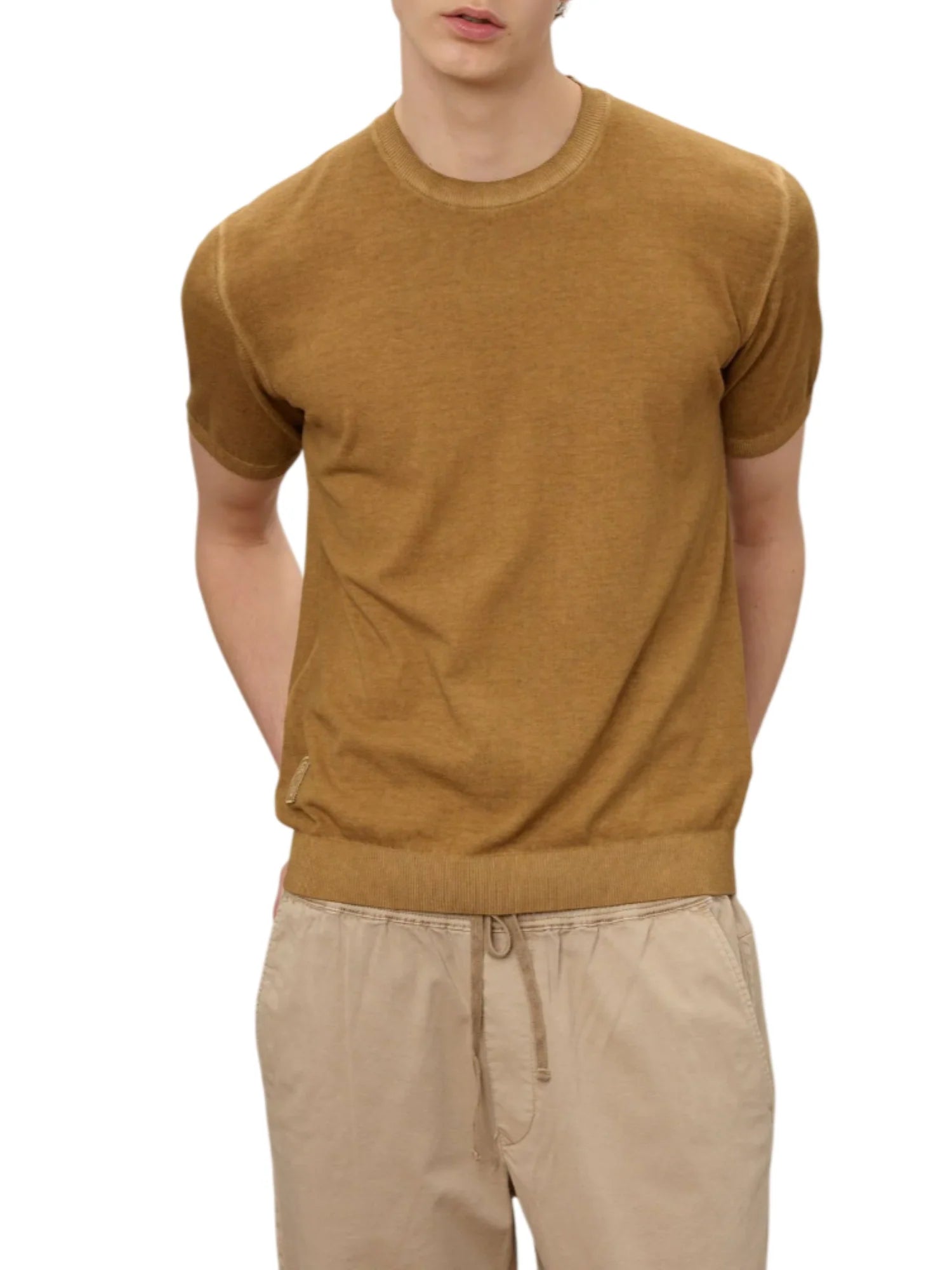 Blauer maglia uomo manica corta in cotone marrone nocciola 26SBLUM01482-007167 340 BLAUER 