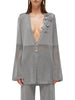 Blugirl cardigan crochet donna in viscosa con applicazioni floreali grigio