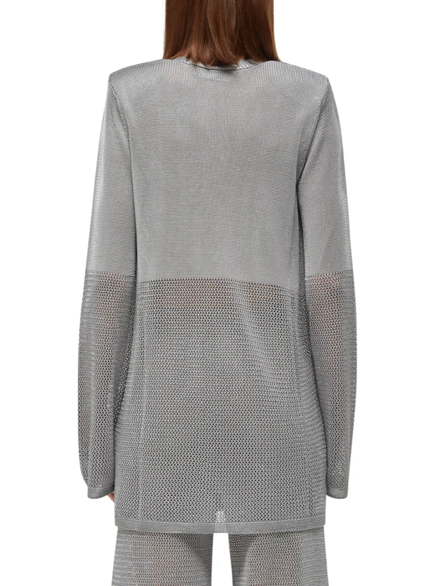 Blugirl cardigan crochet donna in viscosa con applicazioni floreali grigio RA6032MA87R 63917 BLUGIRL 