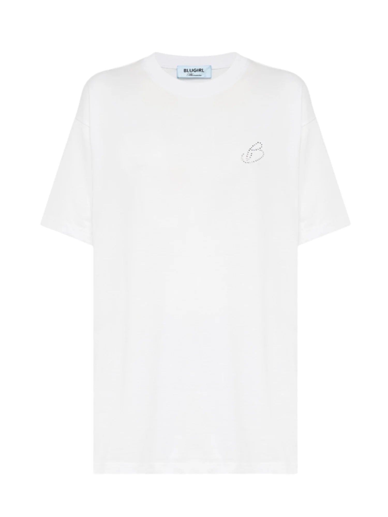 Blugirl T-shirt over donna con logo strass bianco RA6042J3841 11111 BLUGIRL 