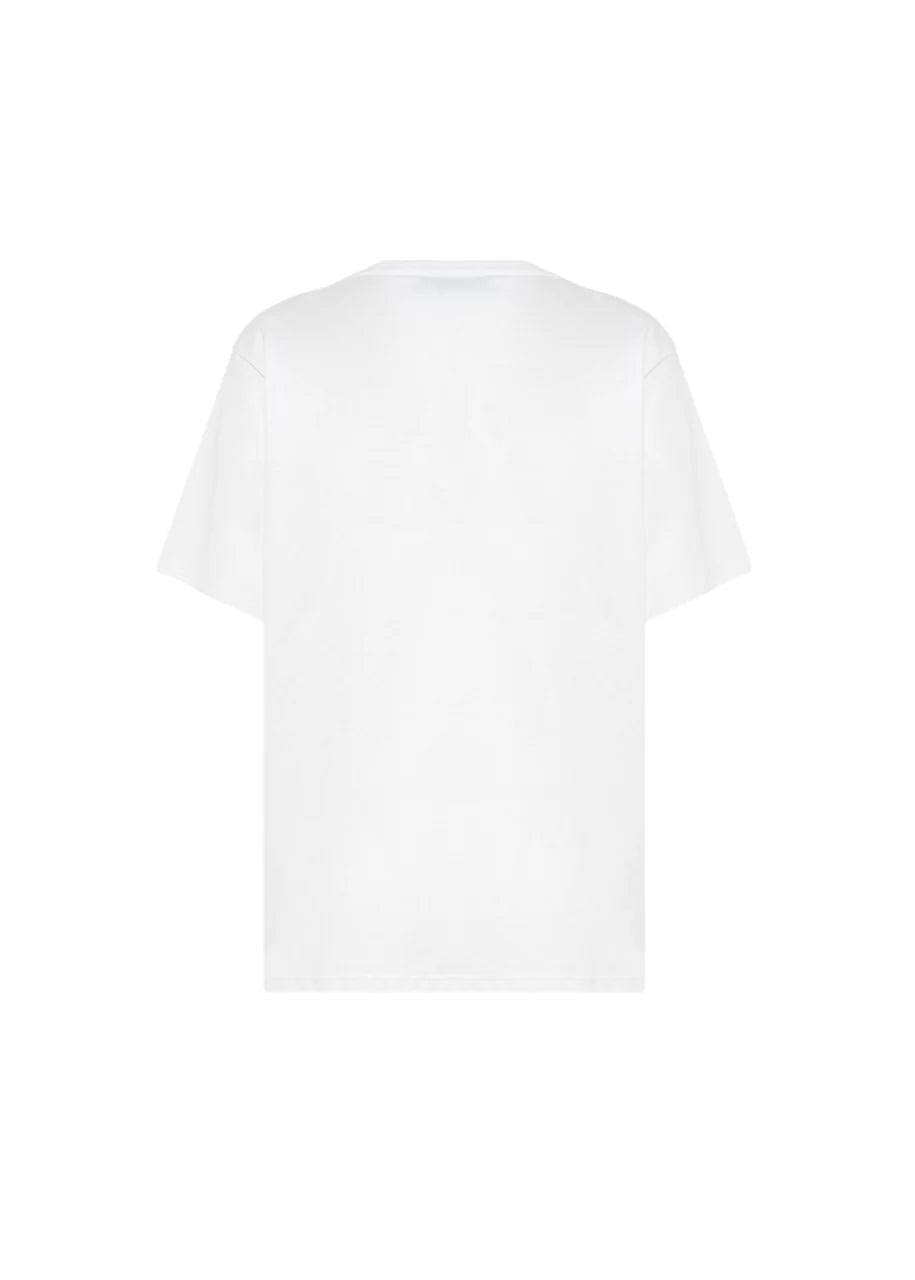 Blugirl T-shirt manica corta donna logo strass bianco RA6043J3841 11111 BLUGIRL 