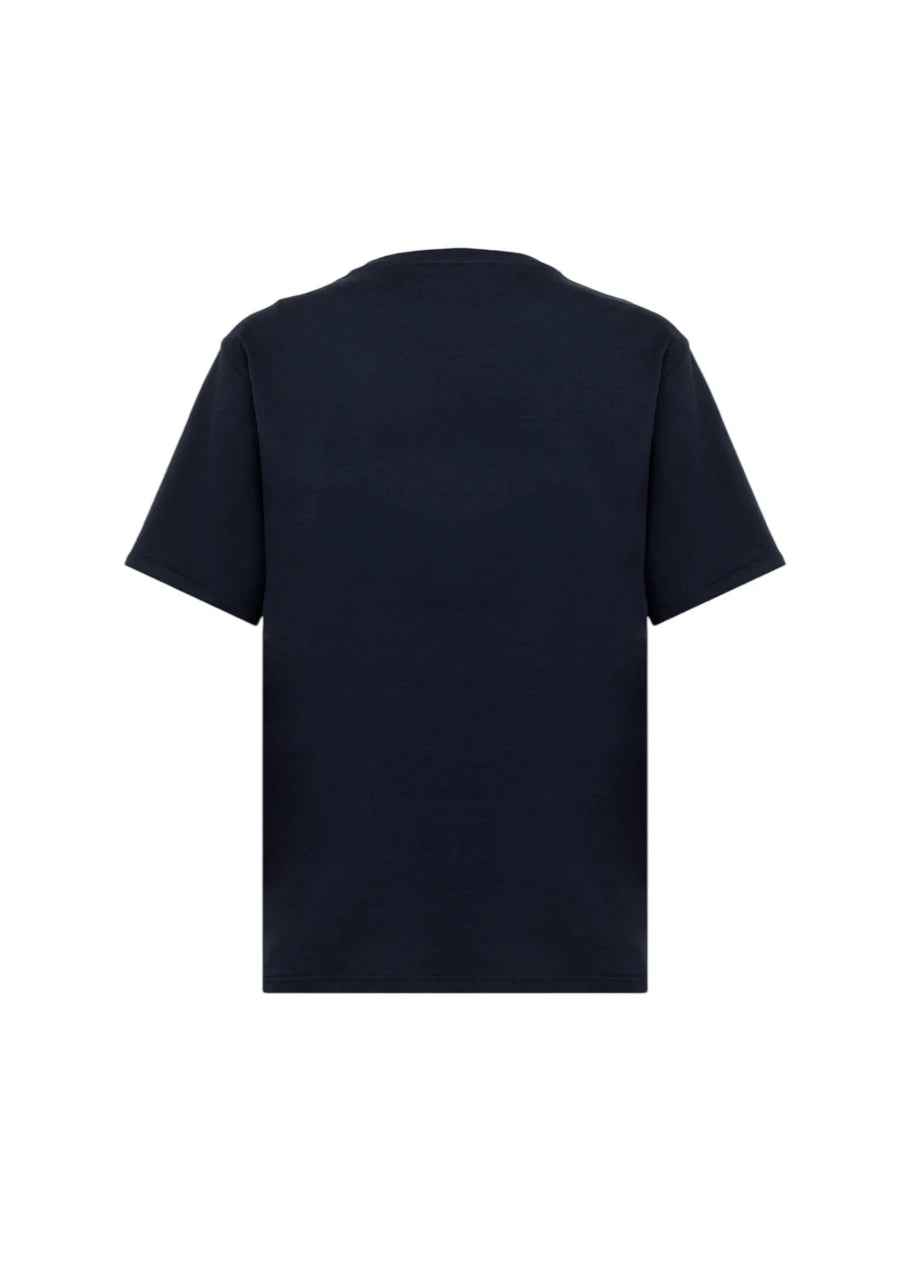 Blugirl T-shirt manica corta donna logo strass blu RA6043J3841 93713 BLUGIRL 