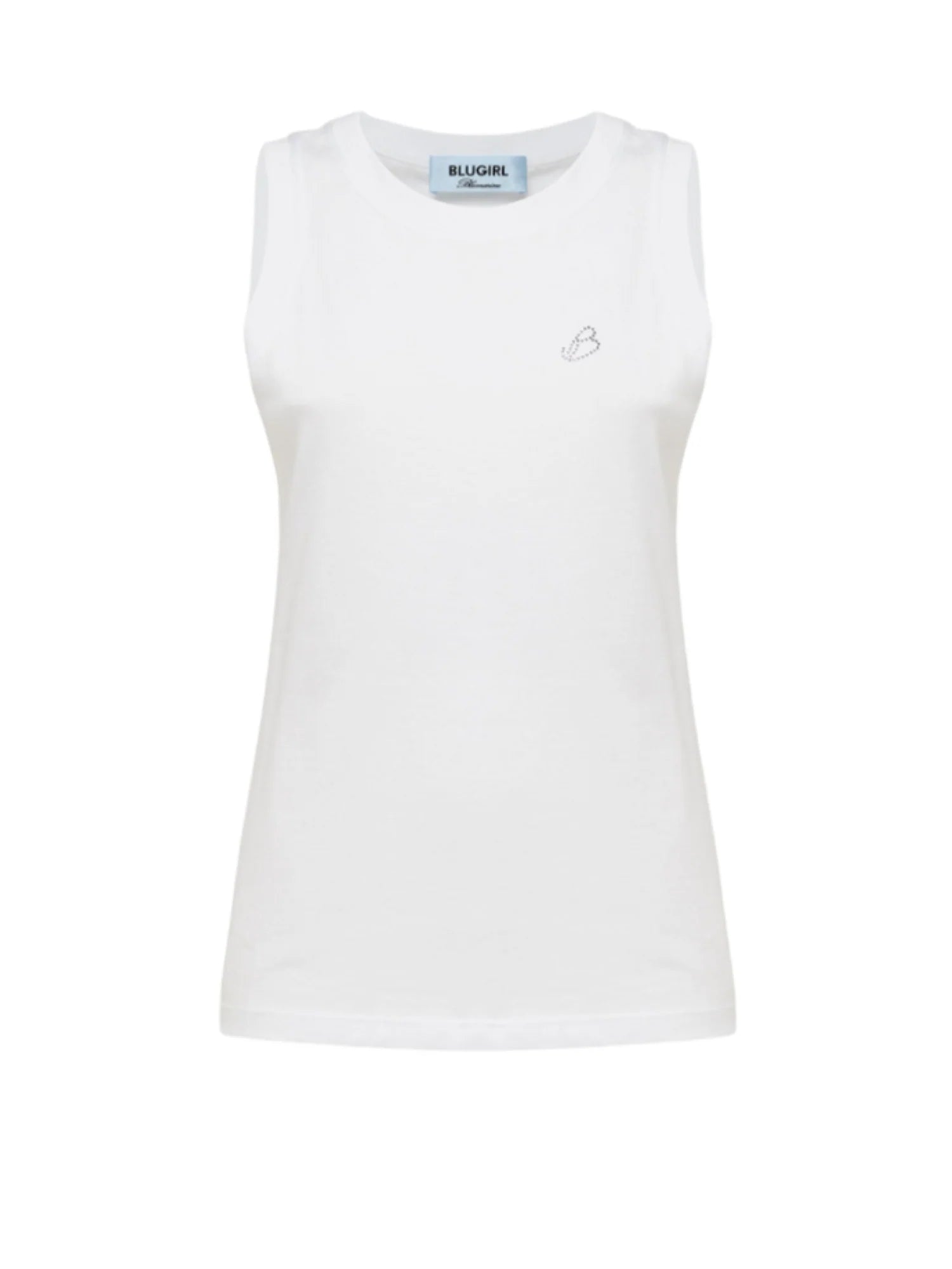 Blugirl canotta in jersey con logo strass bianco RA6044J3841 11111 BLUGIRL 