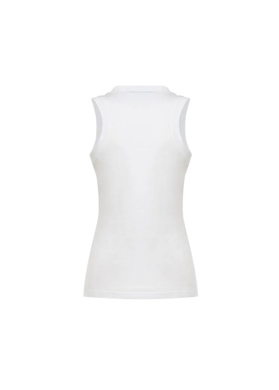 Blugirl canotta in jersey con logo strass bianco RA6044J3841 11111 BLUGIRL 