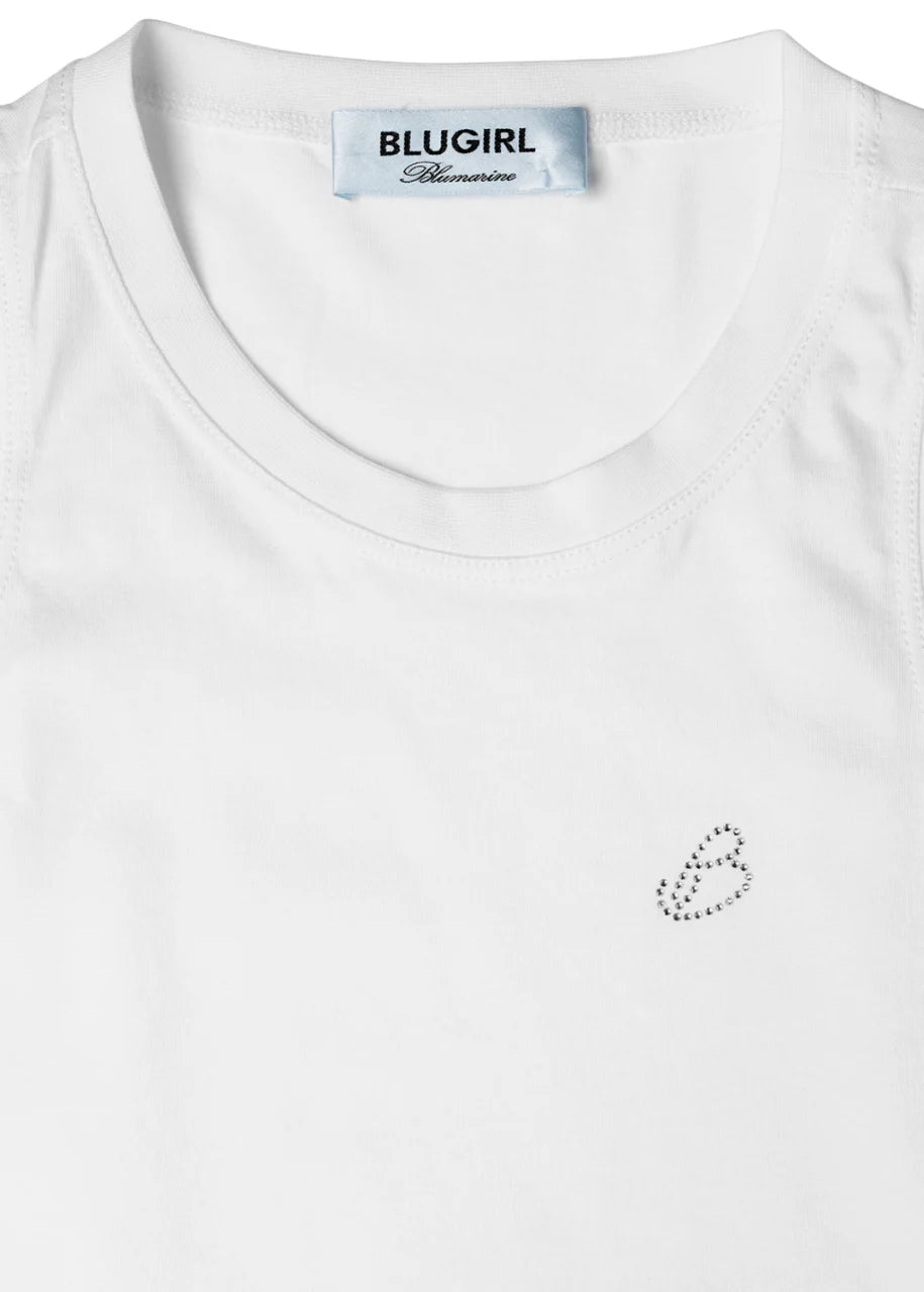 Blugirl canotta in jersey con logo strass bianco RA6044J3841 11111 BLUGIRL 
