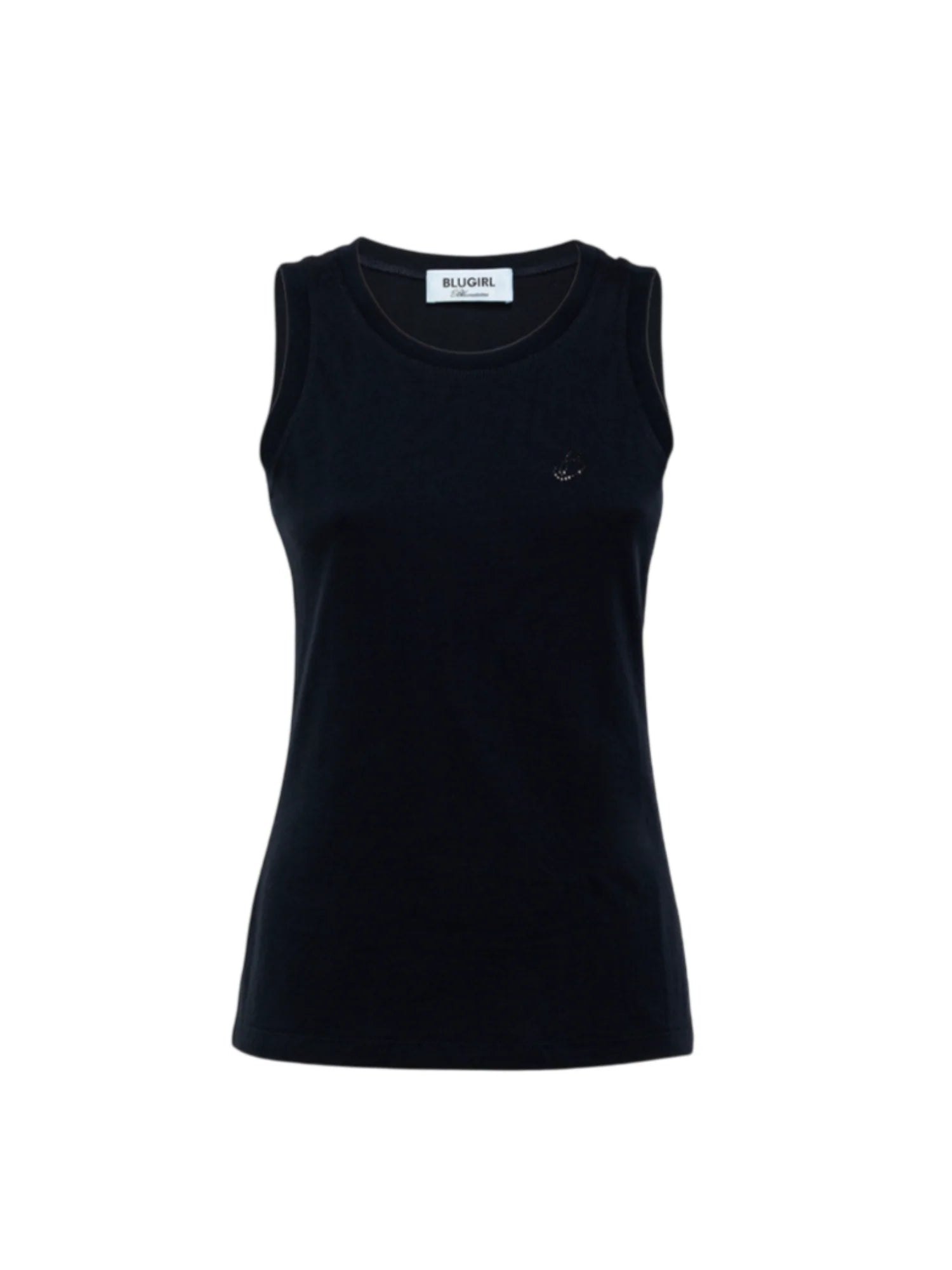 Blugirl canotta in jersey con logo strass blu scuro RA6044J3841 94713 BLUGIRL 