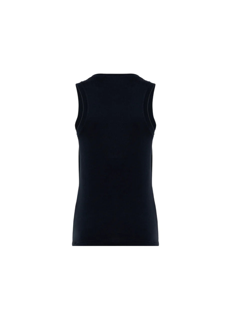 Blugirl canotta in jersey con logo strass blu scuro RA6044J3841 94713 BLUGIRL 