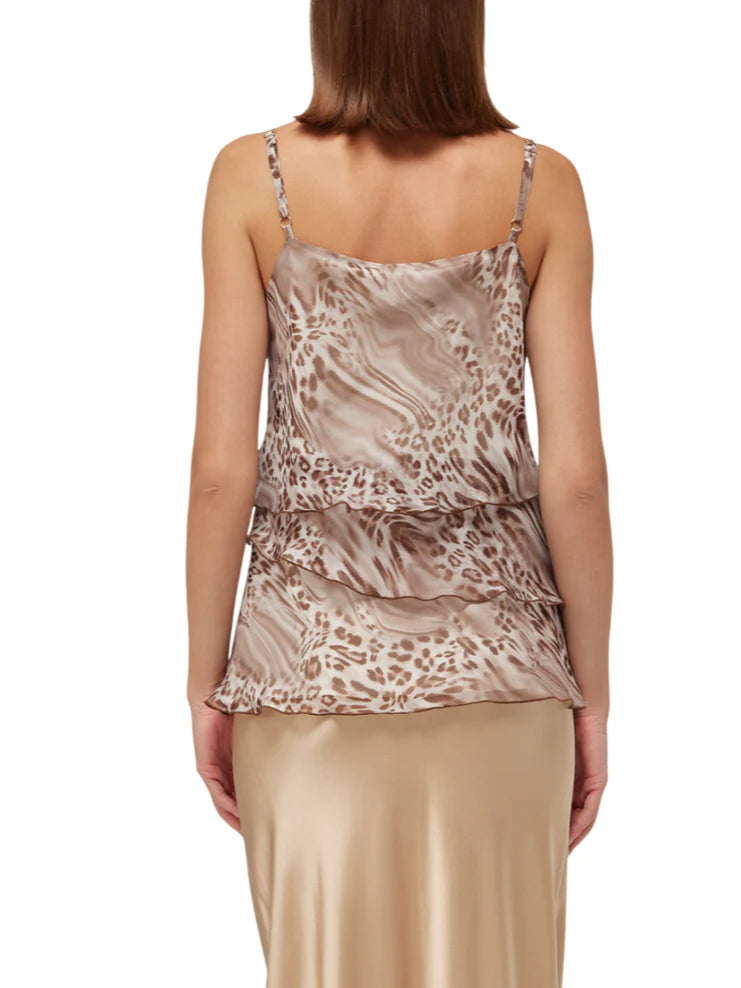 Blugirl top con balze chiffon animalier beige RA6089TS121 P9371 BLUGIRL 