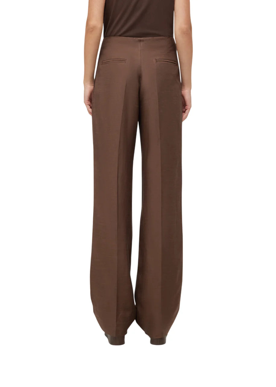 Blugirl pantaloni wide leg misto lino marrone RA6094T8823 90913 BLUGIRL 