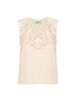 Blugirl T-shirt smanicata con ricami floreali beige chiaro