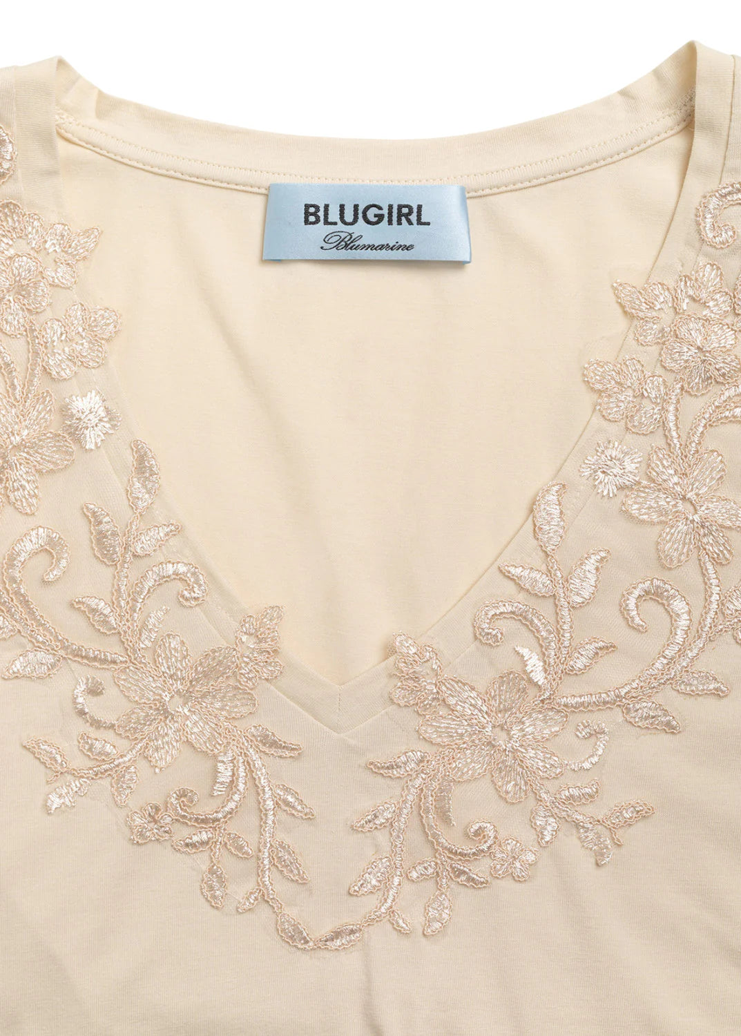 Blugirl T-shirt smanicata con ricami floreali beige chiaro RA6152J5003 21406 BLUGIRL 