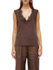 Blugirl T-shirt smanicata con ricami floreali marrone