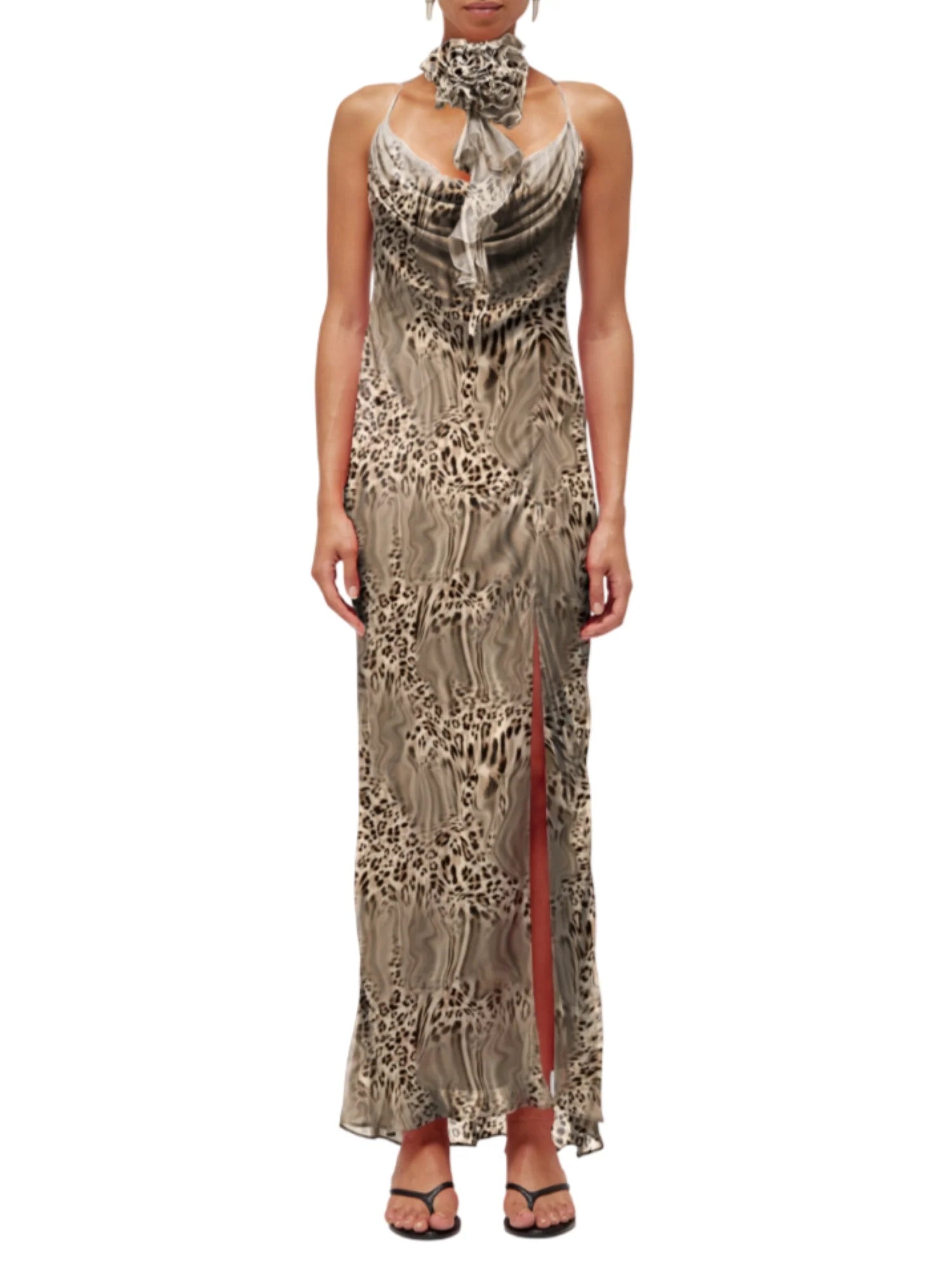 Blugirl abito lungo in chiffon stampa animalier beige RA6179TS121 P9371 BLUGIRL 