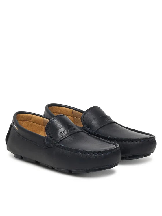 Boss mocassini bambino in pelle blu J52808 BLU ELETTRICO BOSS 