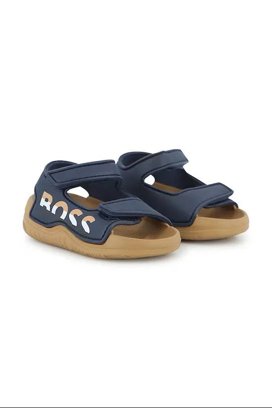 Boss sandali bambino in ecopelle con strappi blu J52821 MARINE BOSS 