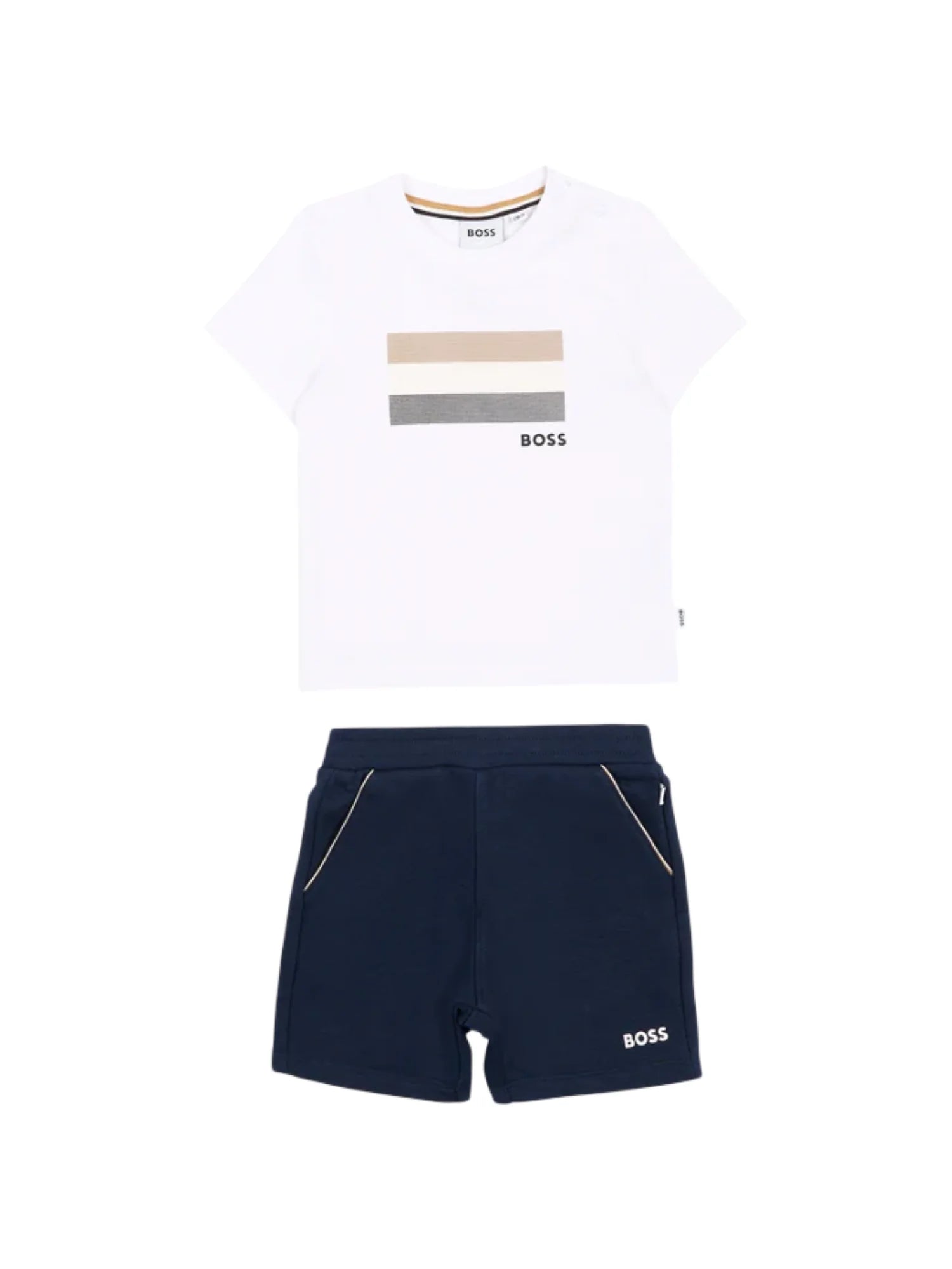 Boss completo neonato T-shirt e shorts bianco blu J52847 MARINE BOSS 