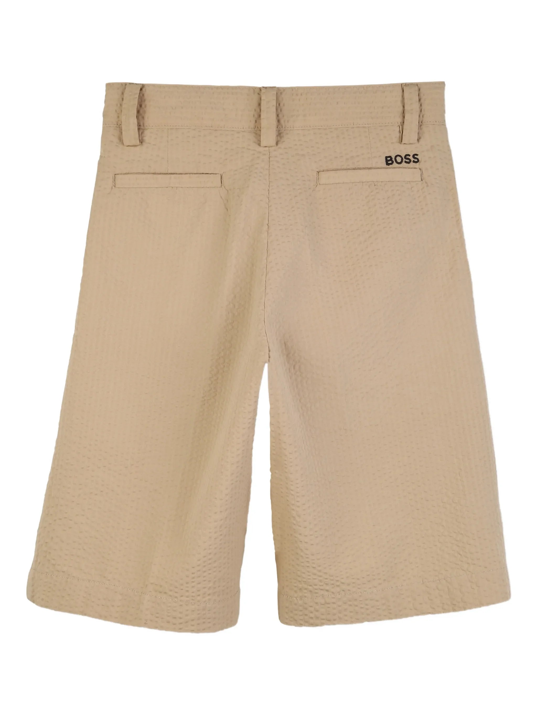 Boss bermuda bambino con pinces in cotone martellato beige J52923 BEIGE BOSS 