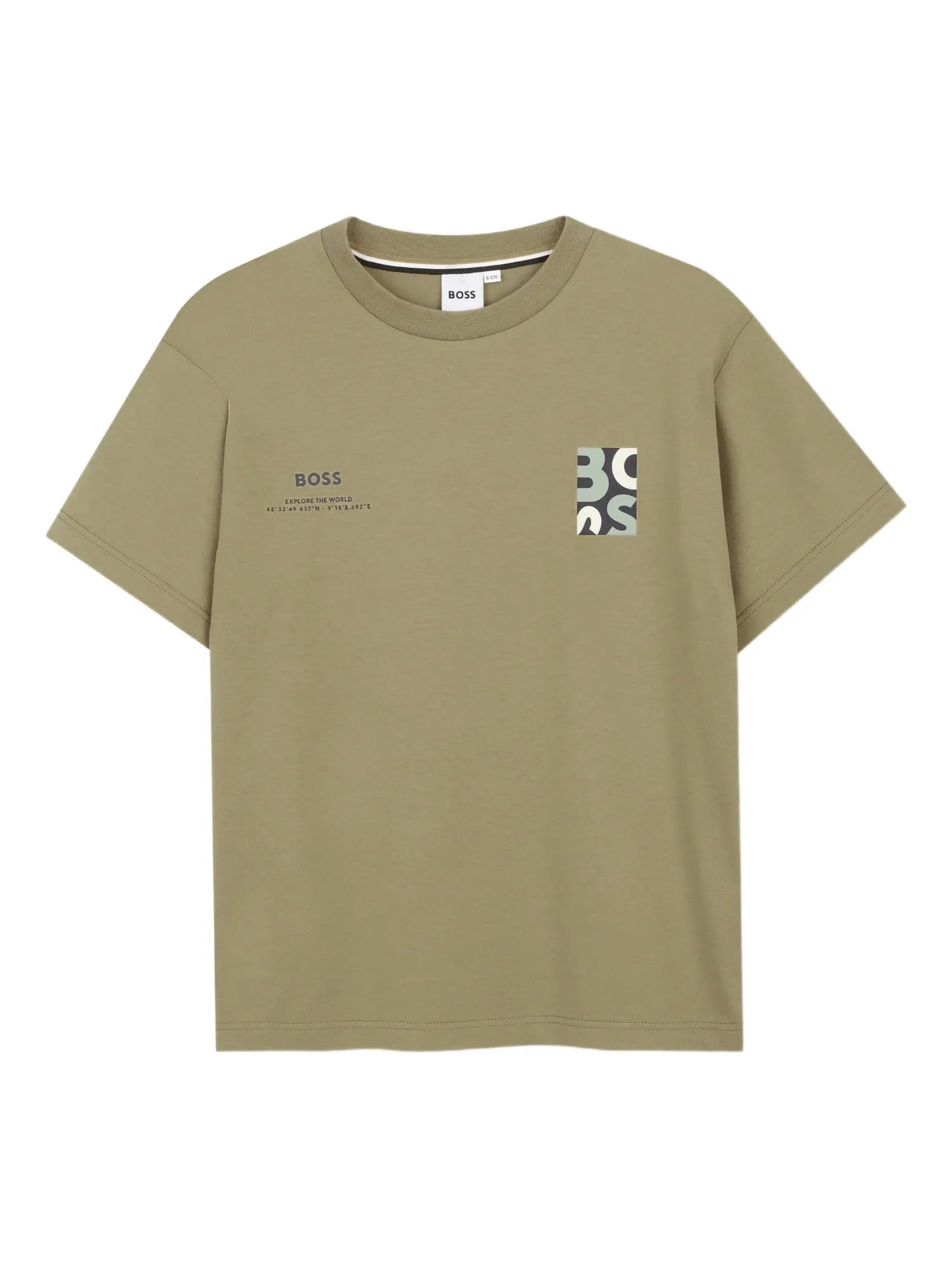 Boss T-shirt bambino in cotone con logo beige J52974 BEIGE SCURO BOSS 