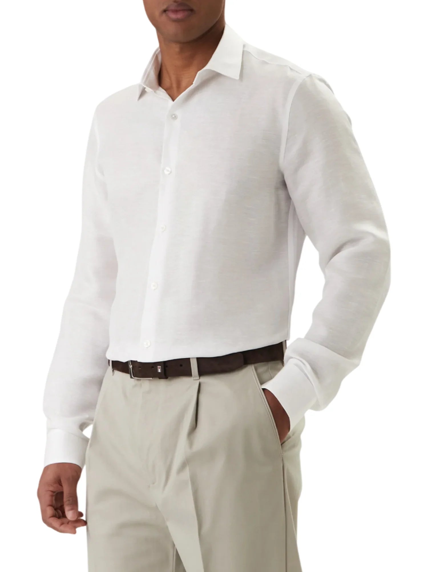 Calvin Klein camicia uomo misto lino slim fit bianco LV019EU121 7K2 Calvin Klein 