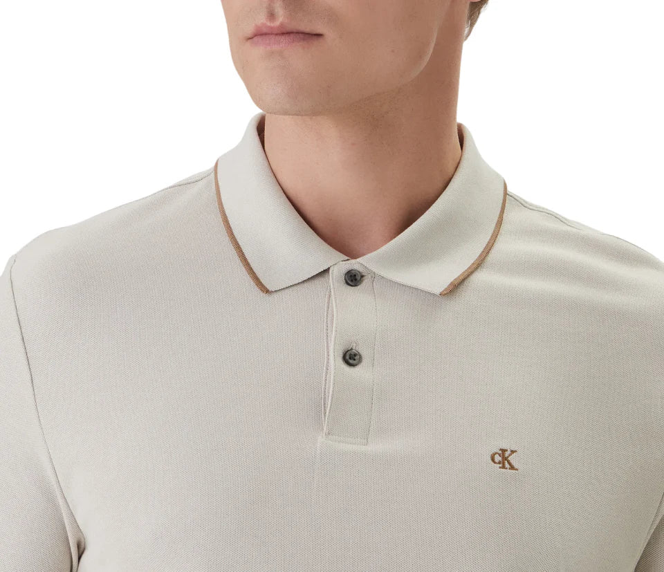 Calvin Klein polo in piquè uomo manica corta beige chiaro LV04LC239G 2JX Calvin Klein 