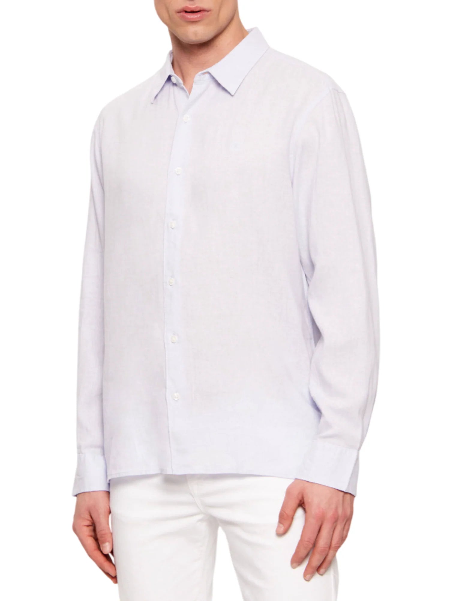 Calvin Klein camicia uomo manica lunga misto lino lavanda LV04LE125G 3T4 Calvin Klein 