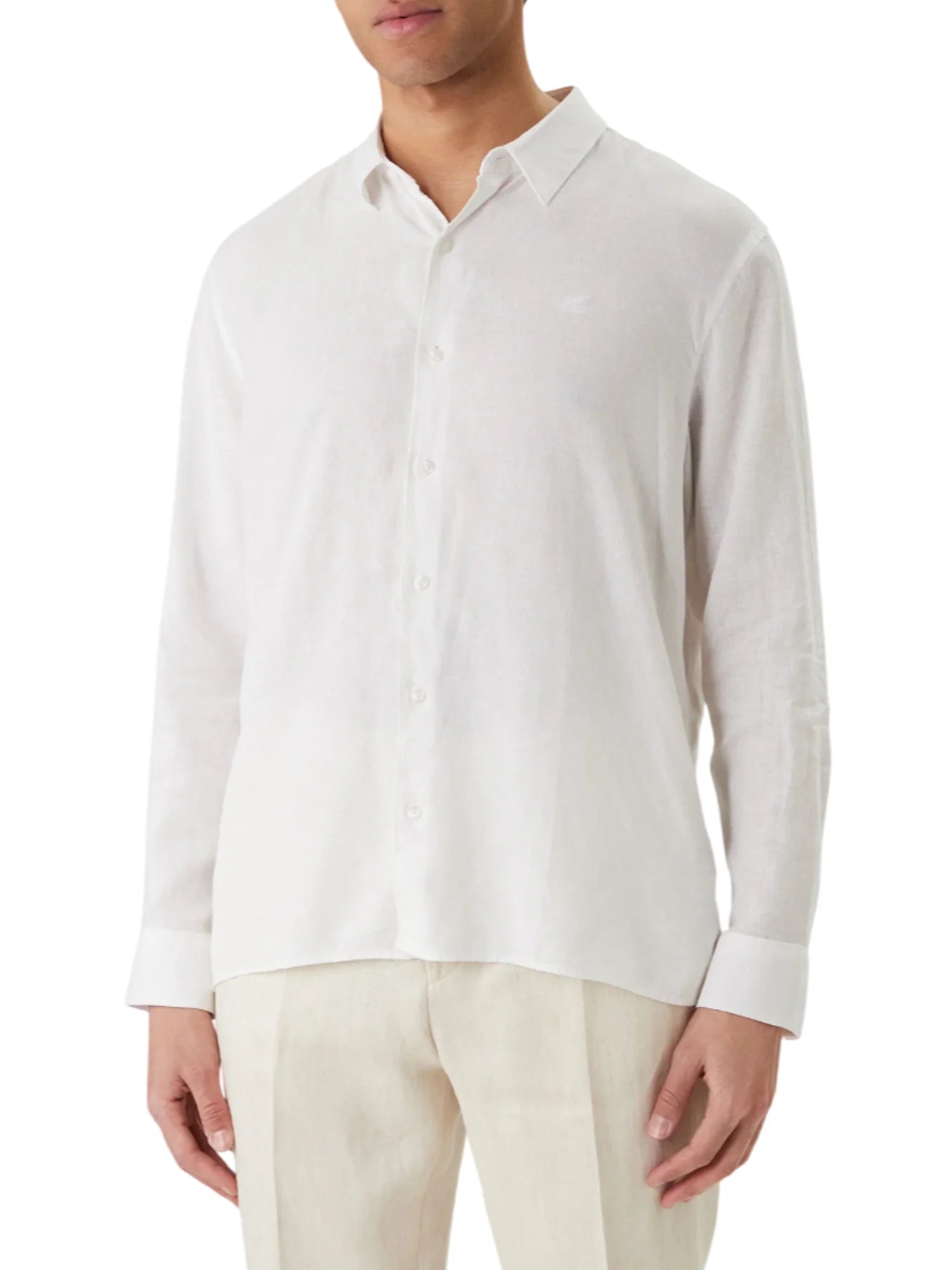 Calvin Klein camicia uomo manica lunga misto lino bianco LV04LE125G YAA Calvin Klein 
