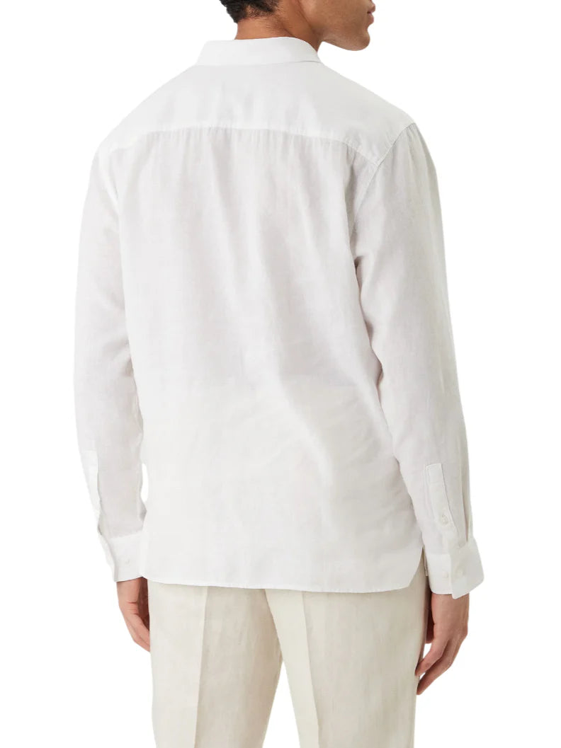 Calvin Klein camicia uomo manica lunga misto lino bianco LV04LE125G YAA Calvin Klein 