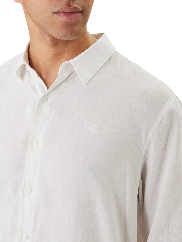 Calvin Klein camicia uomo manica lunga misto lino bianco LV04LE125G YAA Calvin Klein 
