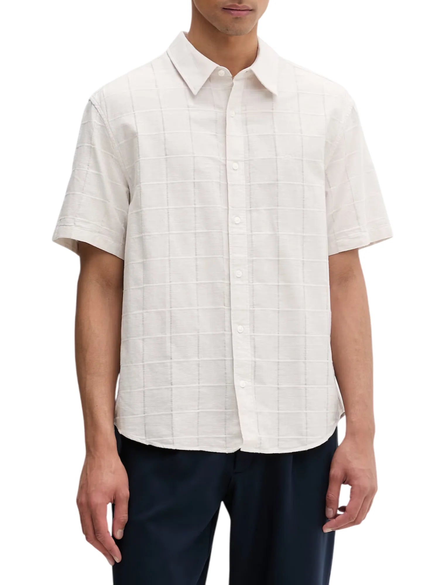 Calvin Klein camicia uomo in cotone check manica corta ecrù LV04LF115G GNA Calvin Klein 