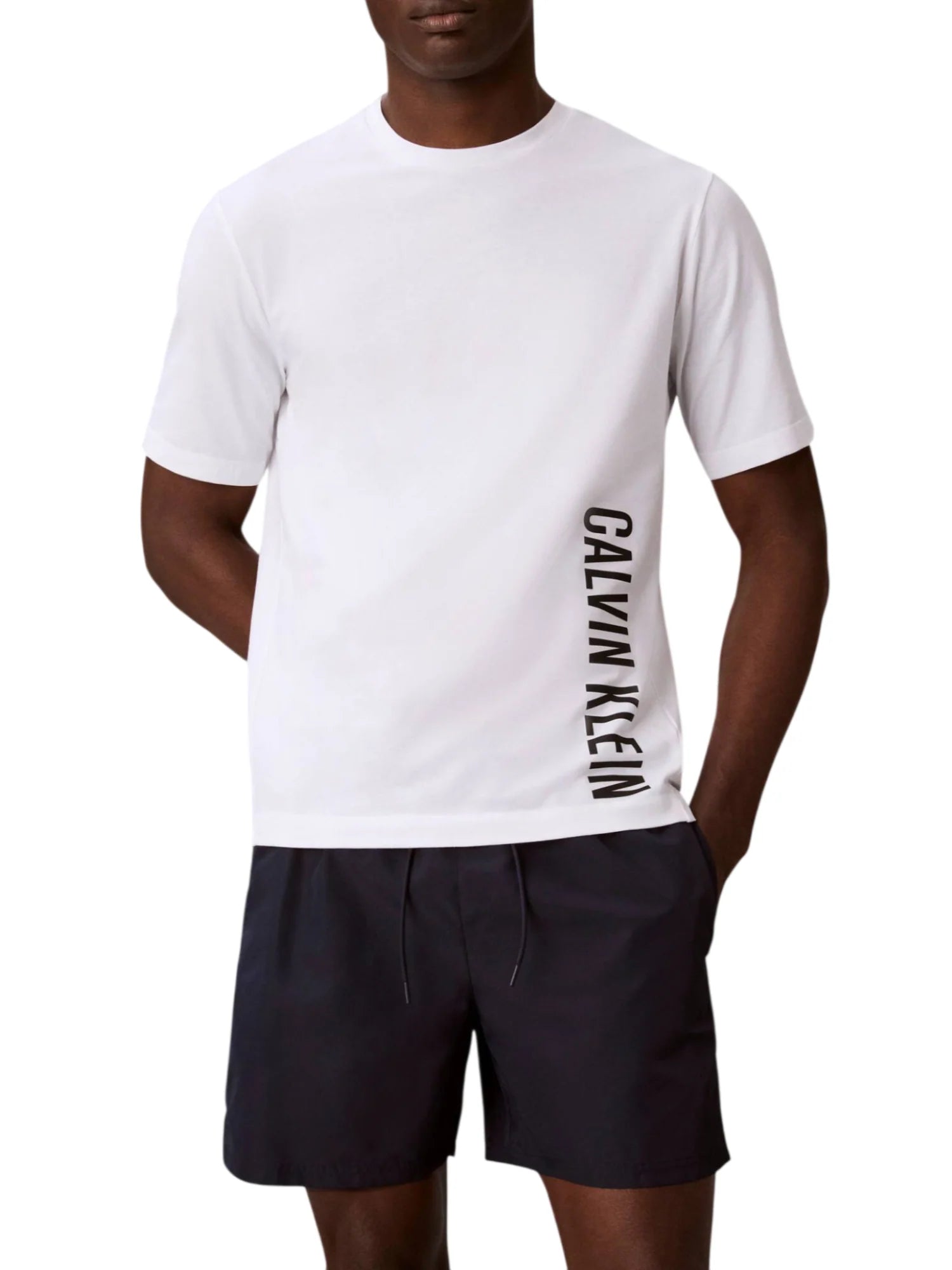 Calvin Klein T-shirt uomo manica corta con logo bianco LV00NM3019 100 Calvin Klein Beachwear 