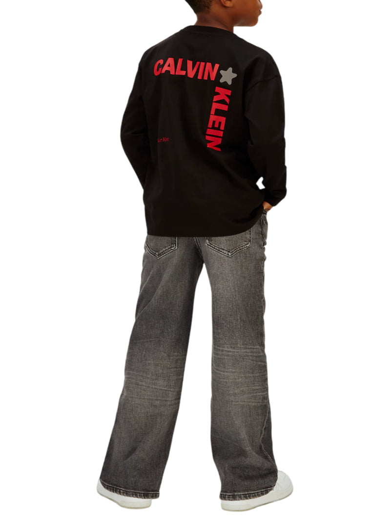 Calvin Klein Jeans T-shirt manica lunga bambino nero IB0IB02614 BEH Calvin Klein Jeans 