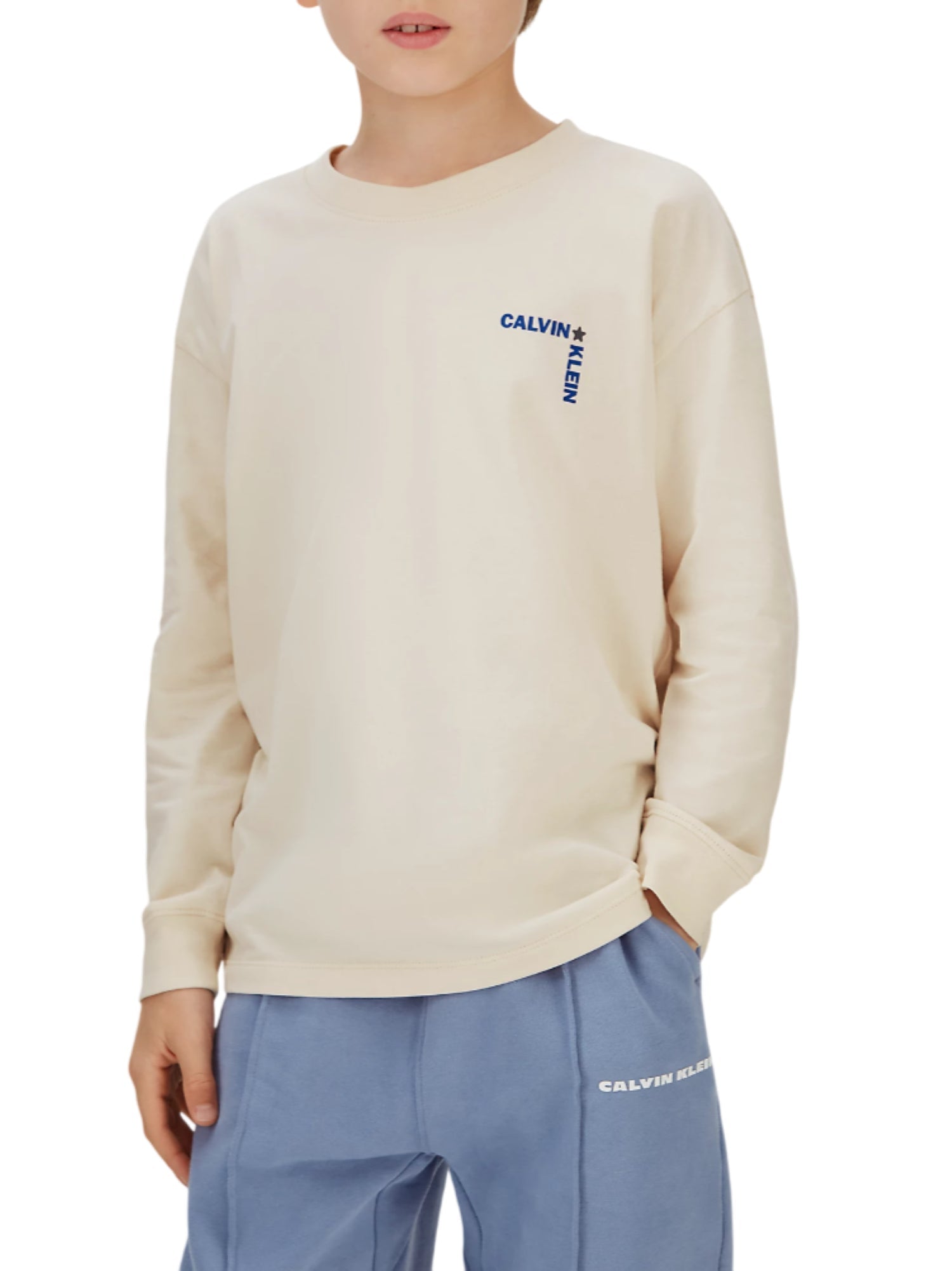 Calvin Klein Jeans T-shirt manica lunga bambino ecrù IB0IB02614 PGB Calvin Klein Jeans 