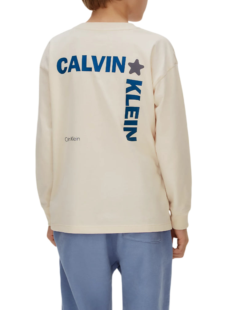 Calvin Klein Jeans T-shirt manica lunga bambino ecrù IB0IB02614 PGB Calvin Klein Jeans 