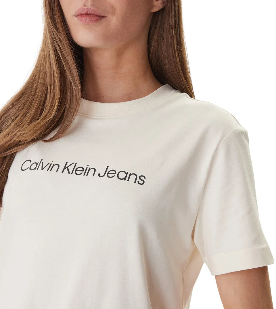 Calvin Klein Jeans T-shirt donna manica corta con logo panna LV047C912G F7J Calvin Klein Jeans 
