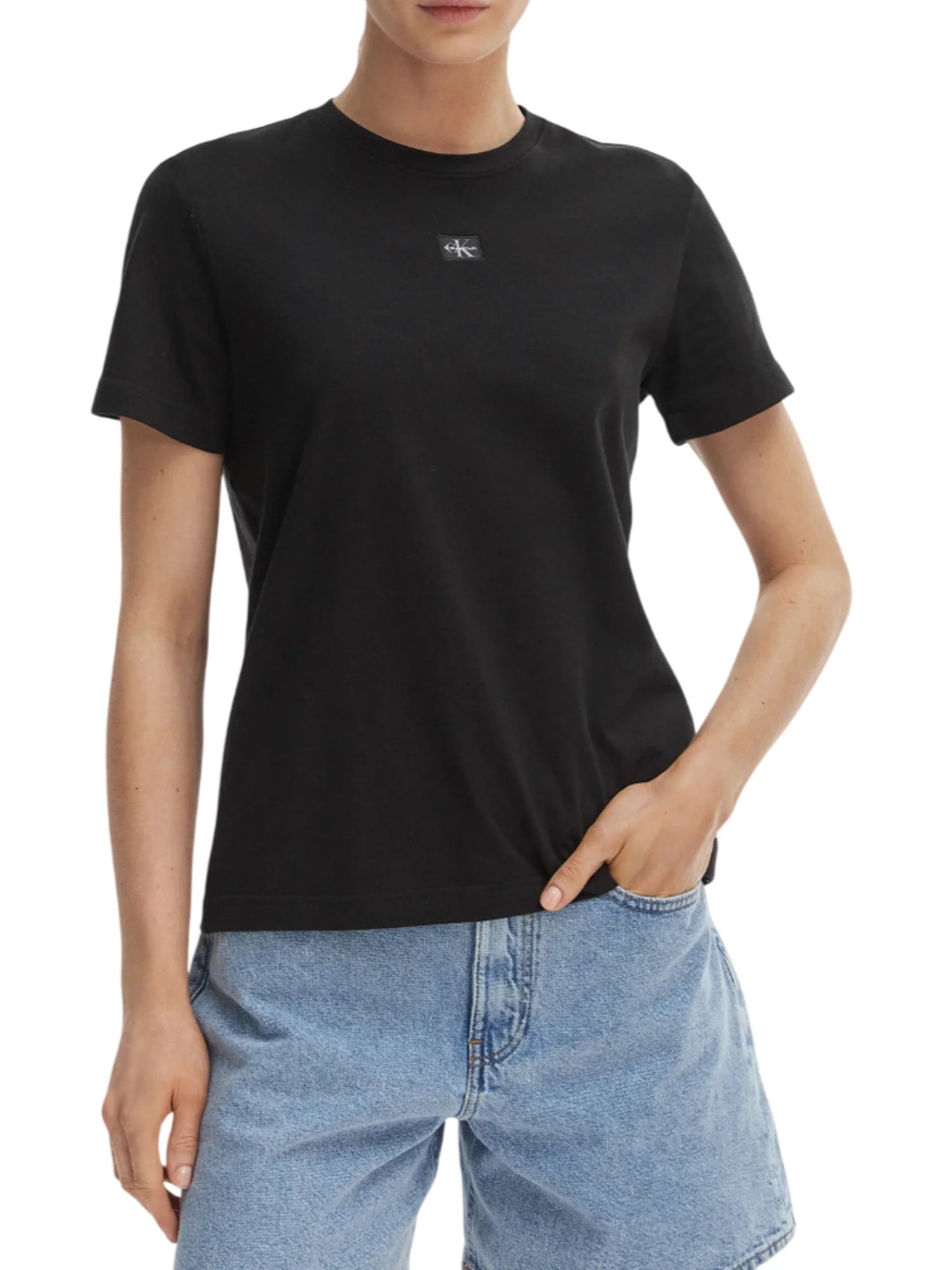 Calvin Klein Jeans T-shirt manica corta donna in jersey nero LV047F227G UB1 Calvin Klein Jeans 
