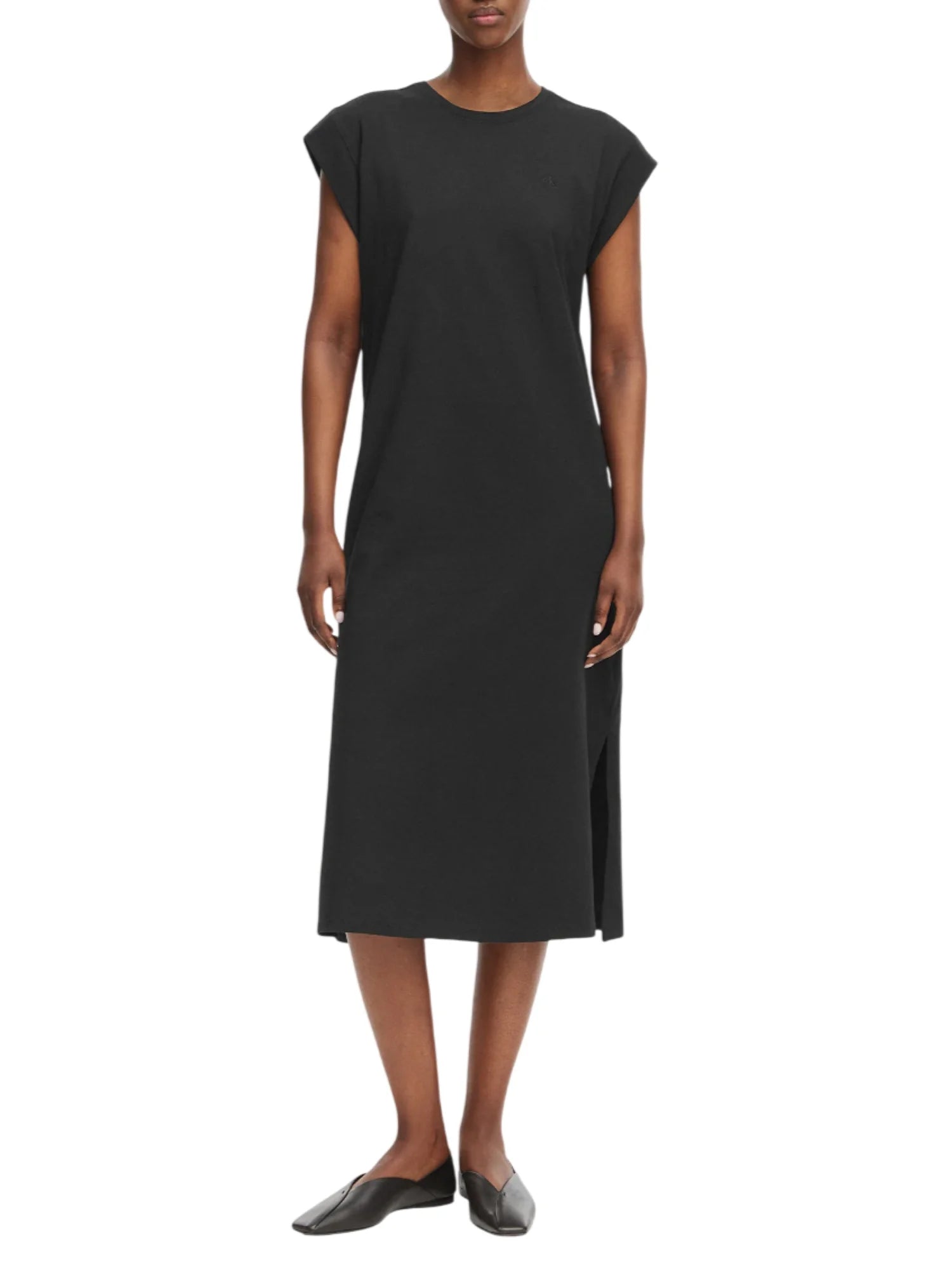 Calvin Klein Jeans abito midi in cotone manica corta nero LV047F245G UB1 Calvin Klein Jeans 