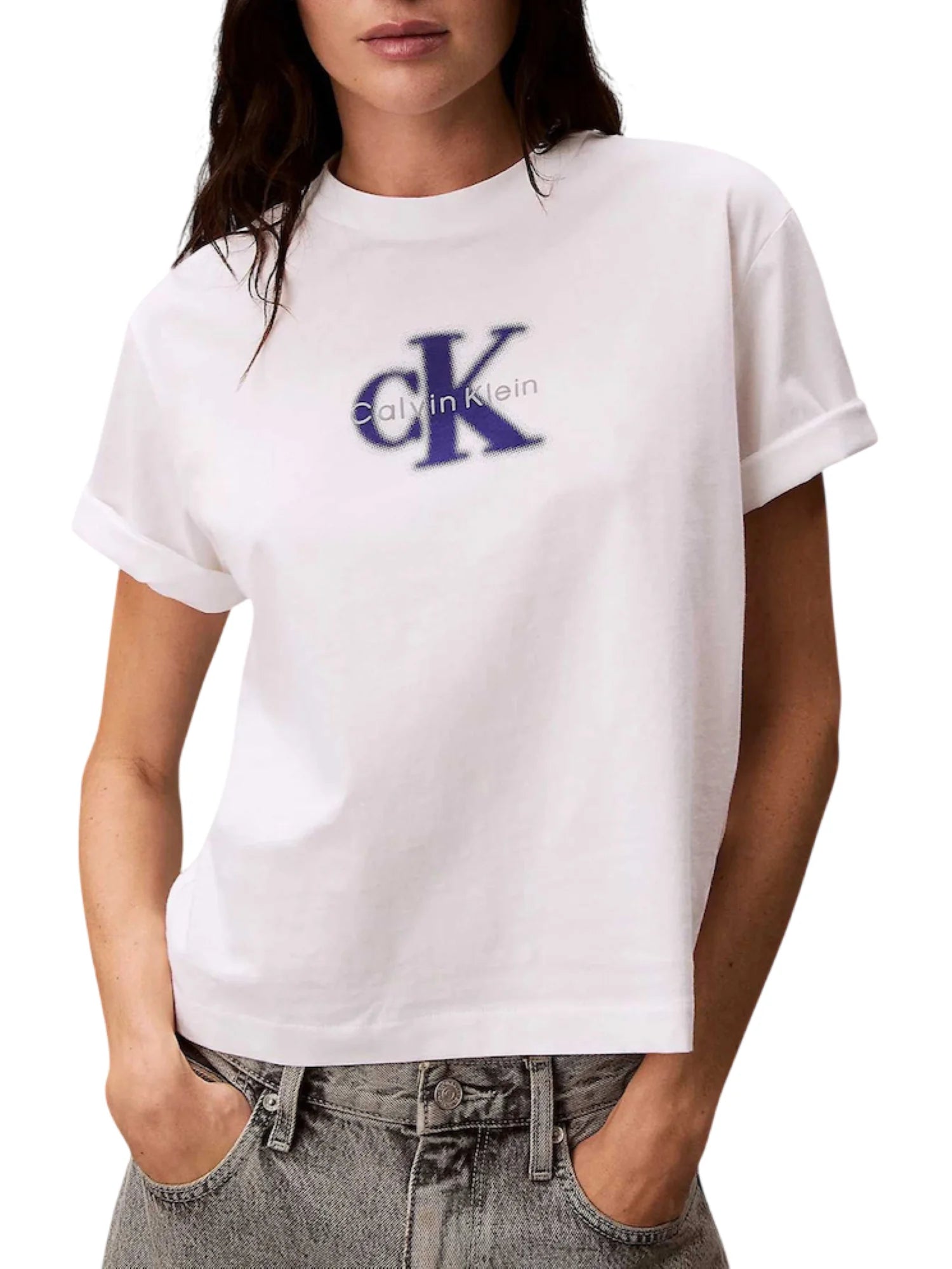 Calvin Klein T-shirt maniche corte donna con logo bianco LV047F800G YAF Calvin Klein Jeans 