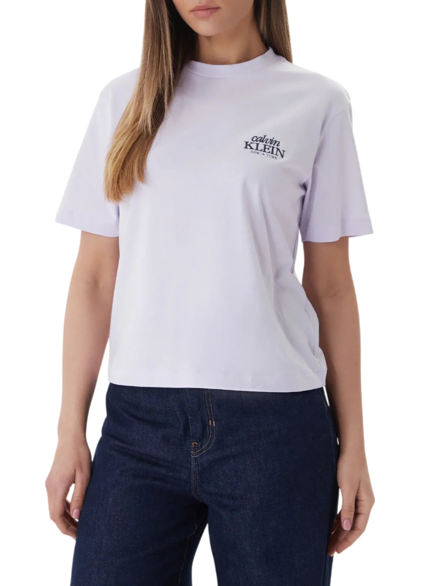 Calvin Klein Jeans T-shirt manica corta con logo ricamato lilla LV047F801G 3OQ Calvin Klein Jeans 