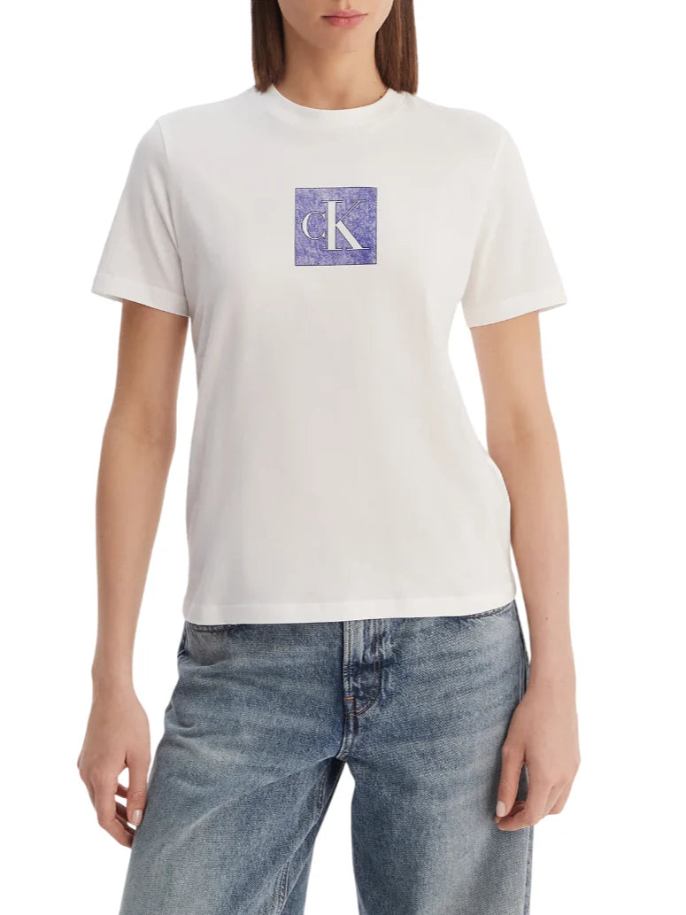 Calvin Klein JeansT-shirt manica corta donna stampa logo bianco LV047F819G YAF Calvin Klein Jeans 