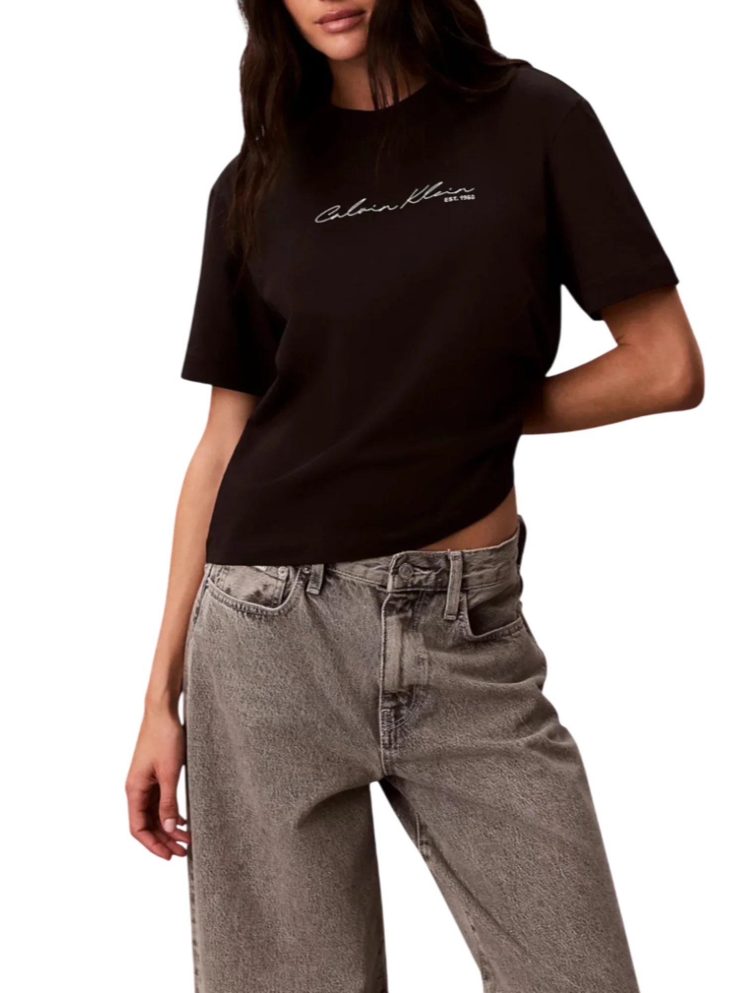 Calvin Klein T-shirt donna manica corta donna nero LV047F820G UB1 Calvin Klein Jeans 
