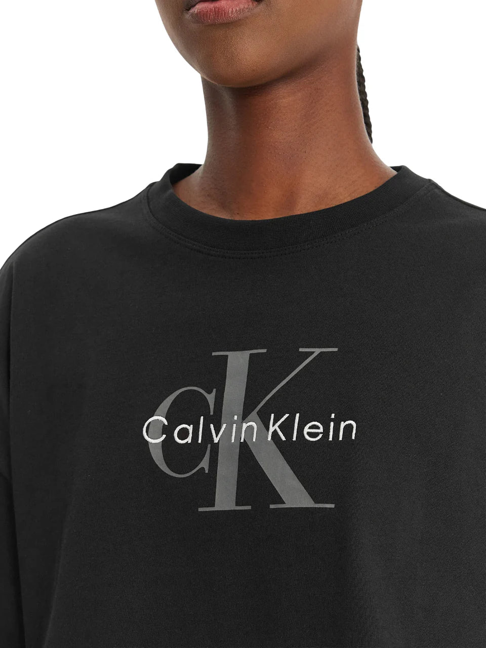Calvin Klein Jeans T-shirt crop manica corta con logo nero LV047F828G UB1 Calvin Klein Jeans 