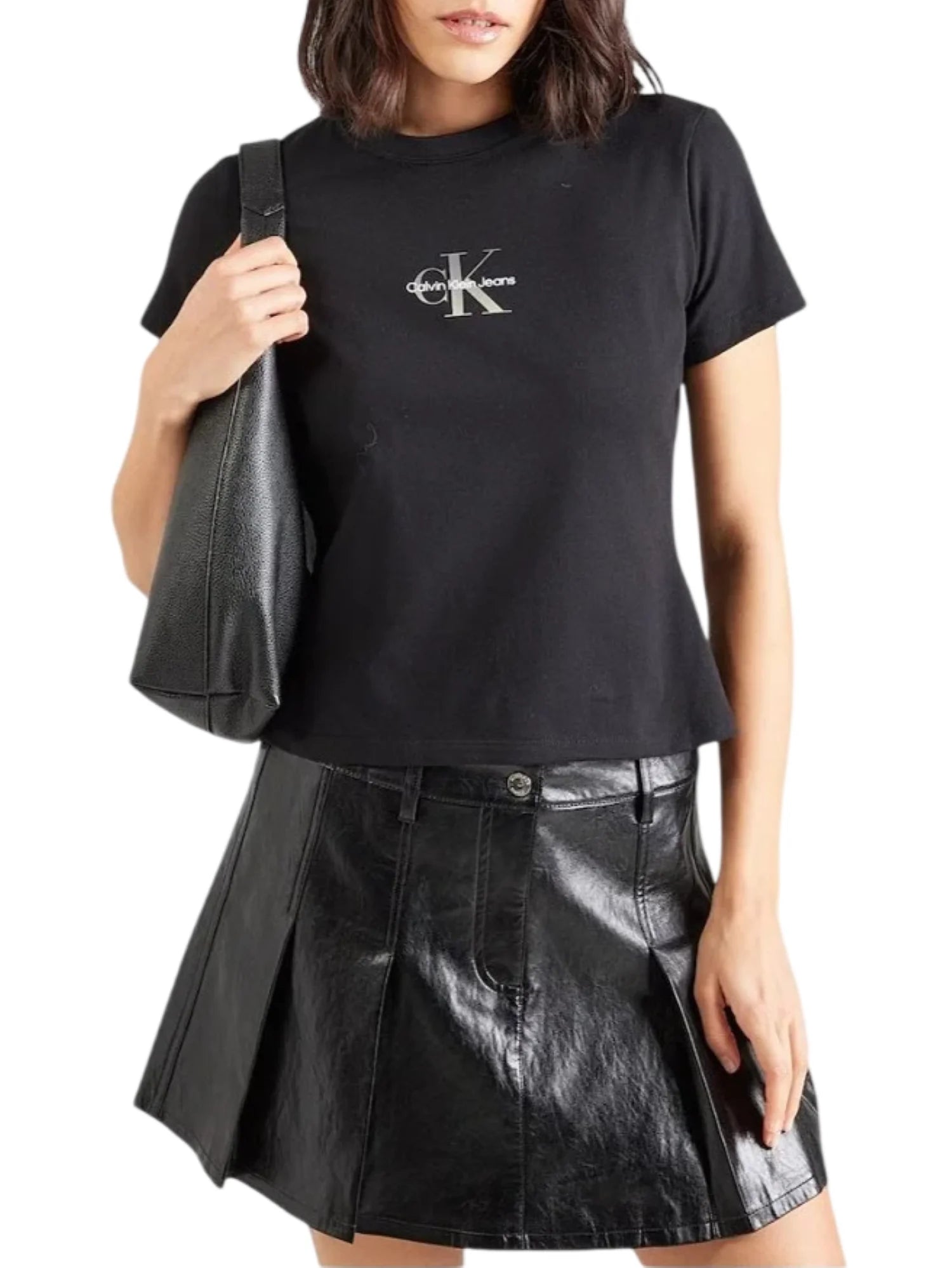 Calvin Klein Jeans T-shirt manica corta donna Gradient logo nero LV047F841G UB1 Calvin Klein Jeans 