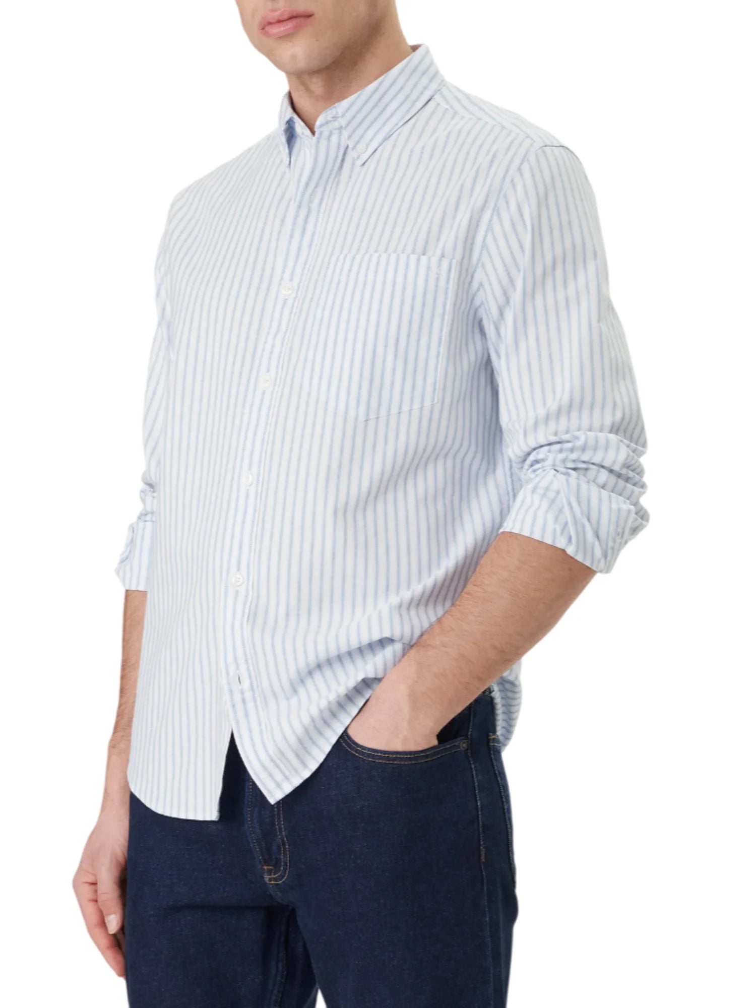 Calvin Klein Jeans camicia uomo in fantasia gessata bianco celeste LV04RF100G C32 Calvin Klein Jeans 